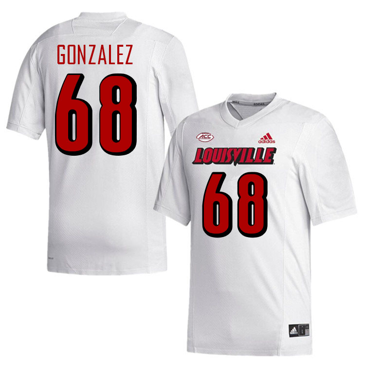 Men #68 Michael Gonzalez Louisville Cardinals College Football Jerseys Stitched-White